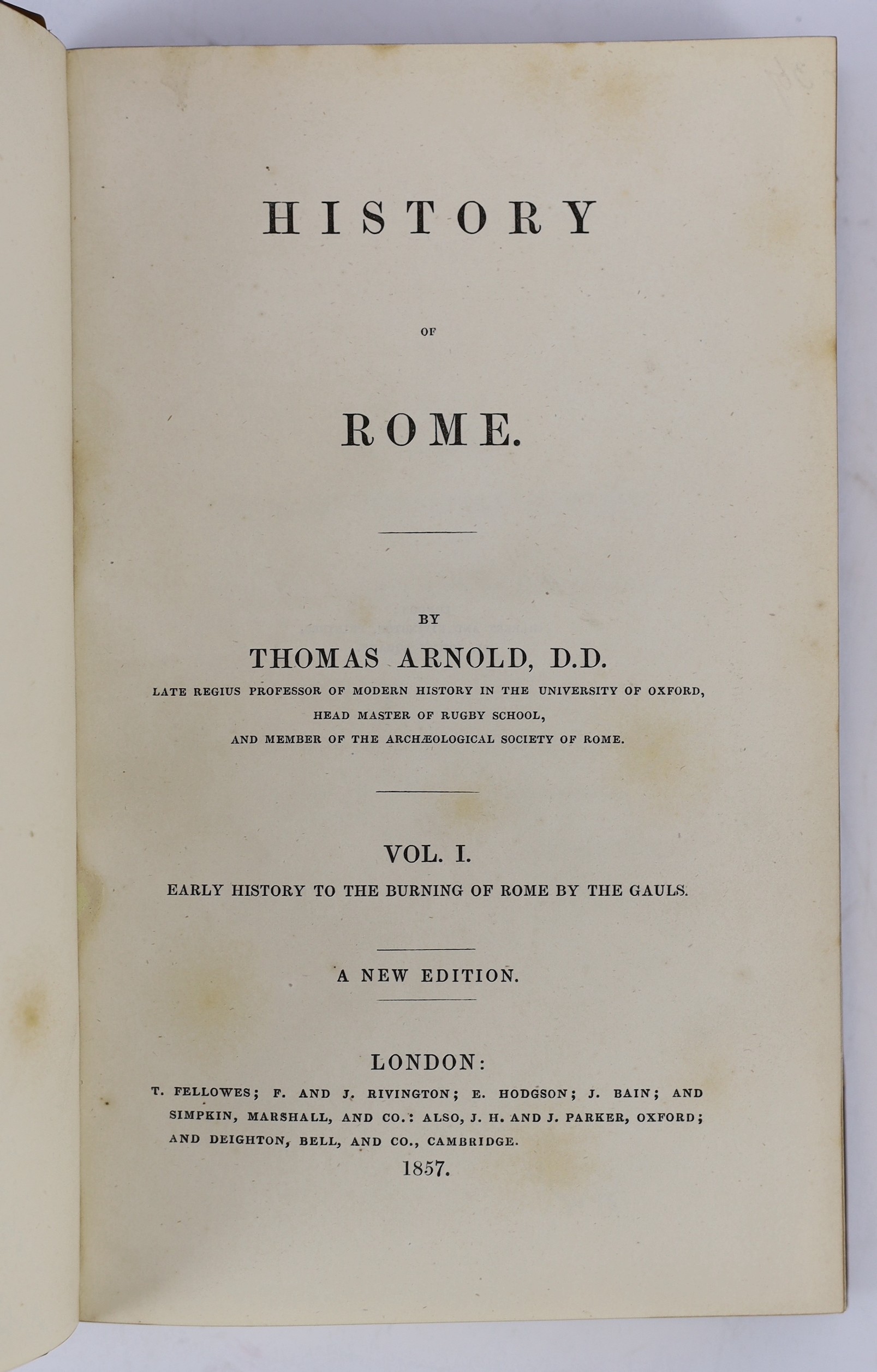 A’ Beckett, Gilbert Abbott - The Comic History of Rome, illustrated by John Leech, 8vo, red straight grained morocco gilt, with 10 hand-coloured plates, Bradbury, Agnew & Co., London, c.1880, uniformly bound with The Com